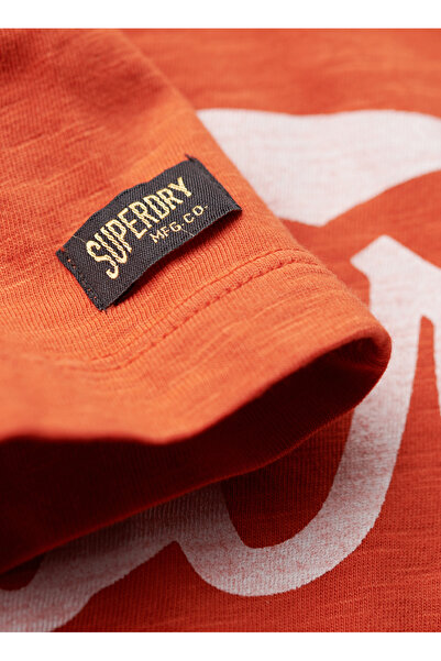 SUPERDRY Bisiklet Yaka Baskılı Turuncu Erkek T-Shirt M1011905A1FH_COPPER LABEL SCRIPT TE