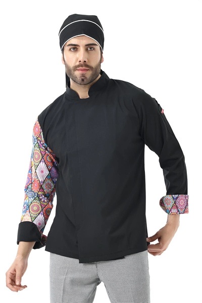 Bilenn Tekstil Jachetă de bucătar cu mâneci din lycra pentru bărbați - 6403 B...