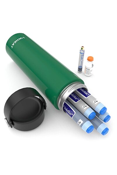 DISONCARE Portable Thermos for Insulin, Capacity 5 Pens, Green