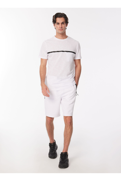 Fabrika Bisiklet Yaka Baskılı Beyaz Erkek T-Shirt F4SM-TST 0941