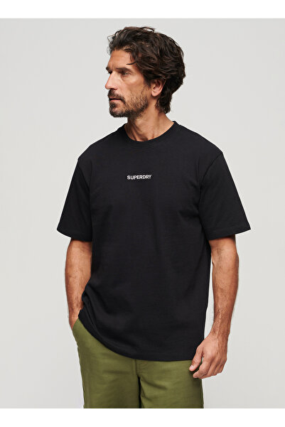 SUPERDRY Bisiklet Yaka Baskılı Siyah Erkek T-Shirt M6010803A02A_MICRO LOGO GR...