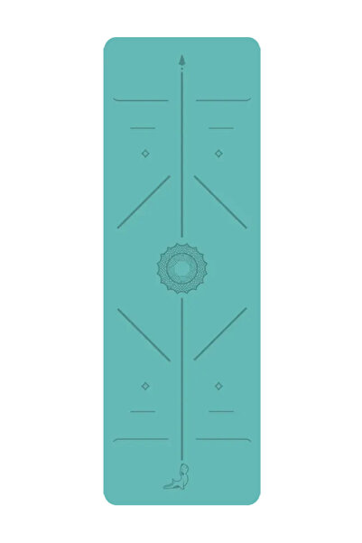 PETARYA Focus Serisi 4.1 mm Kaydırmaz Kauçuk Taban Yoga Matı Pilates Minderi Göl Mavisi