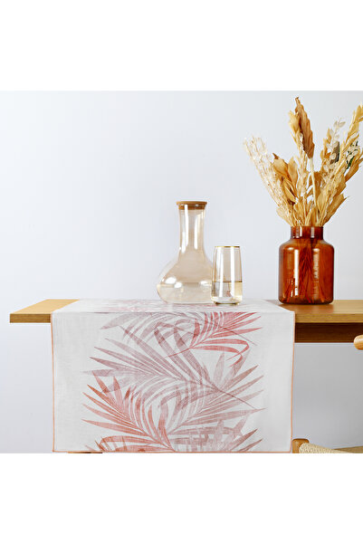 Schafer Home Leaf Poly Linen Runner 45x150 Cm-Kiremit