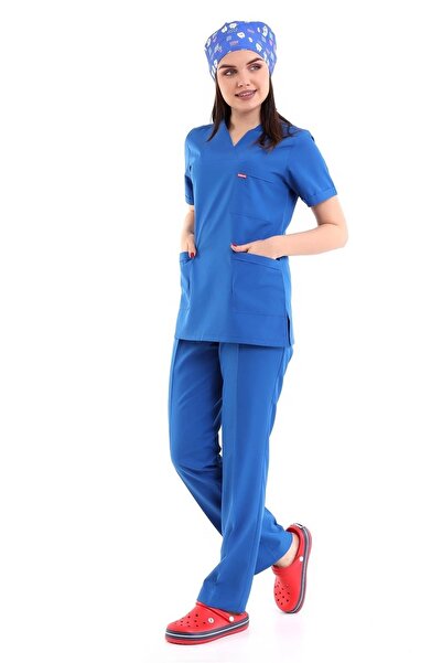 Bilenn Tekstil طقم نسائي بياقة مغلف - 56 ساكس أزرق