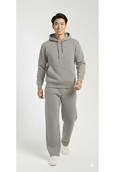 OXVİN Σετ φόρμας oversize με ίσιο πόδι, τρεις κορδόνια, μαλακό εσωτερικό βαμβάκι και πλαϊνές τσέπες