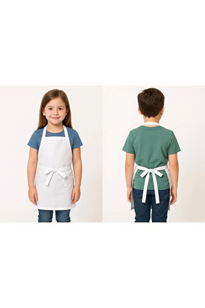 Bilenn Tekstil Children's Apron with Straps No 2 - 171 White