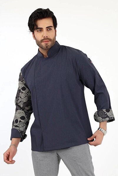 Bilenn Tekstil Ανδρικό μπουφάν μαγειρικής με μοτίβο Lycra - 6417 Smoked Skull