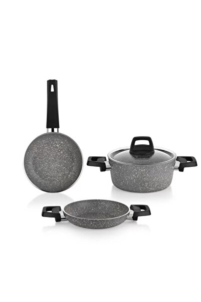 Schafer Eternal Set of 3 18 cm Pots 18 cm Saucepan 18cm Frying Pan Gray