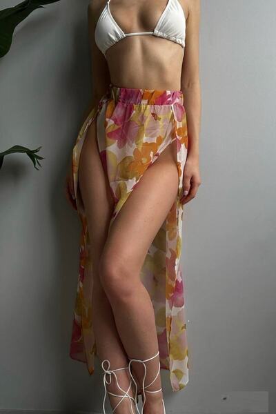 lovebox Жіночий парео з візерунком, помаранчево-білий 9574