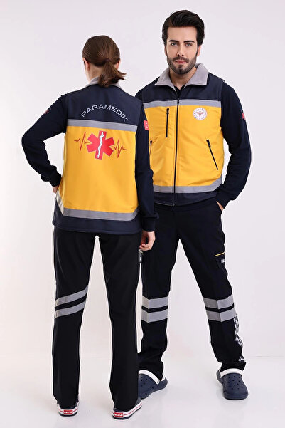 Bilenn Tekstil Paramedik Unisex Kışlık Yelek - Sarı