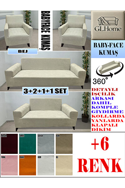 Home BABY FACE KUMAŞ 3+2+1+1 KOMPLE GİYDİRME KANEPE&ÇEKYAT, BOHEM, PORTO, vb. MODEL KOLTUK KILIFI