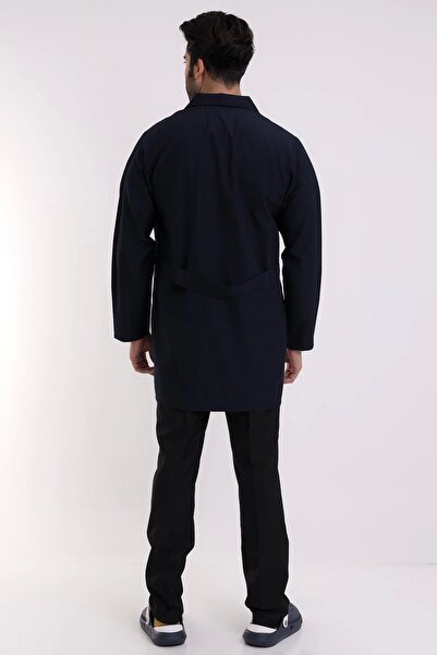 Bilenn Tekstil Doctor Teacher Men's Apron Intermediate Size Jacket Collar - 47 Navy Blue