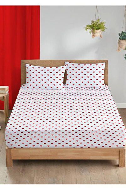 Çt Çeyizci Tekstil Double Fitted Sheet Set + 2 Pillowcases 160X200Cm Heart Pattern