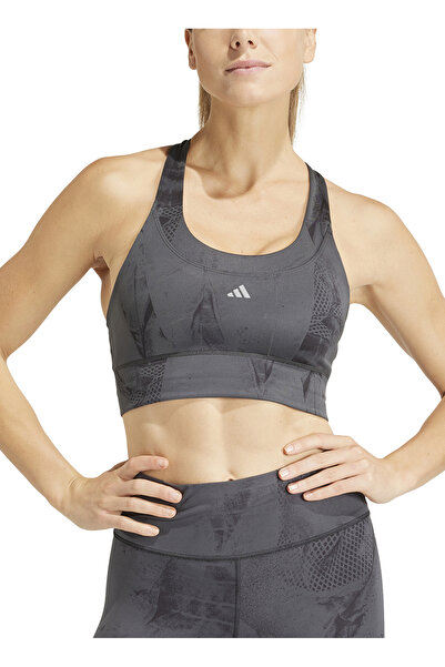 adidas IT6704 RUN Gri Kadın O Yaka Slim Fit Sporcu Sütyeni