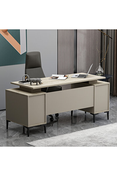 Betroya BRANCO Ofis Masası Kumtaşı Traverten (Sandalye Dahil Değildir)