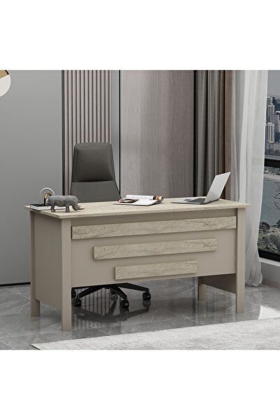 Betroya Orion Ofis Makam Çalışma Masası Kumtaşı Traverten (Sandalye Dahil Değ...