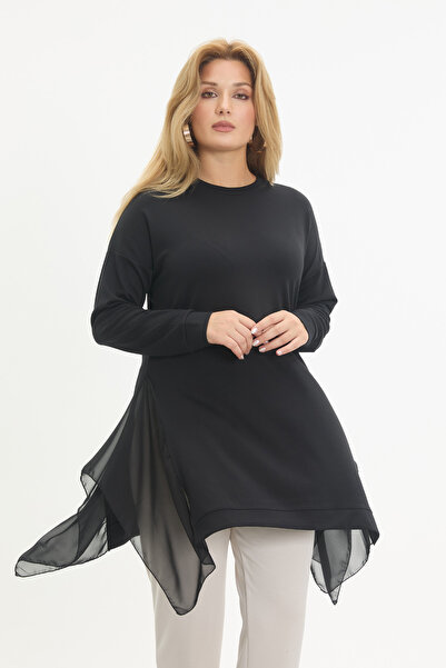 Linvey Yanı Şifonlu Kristal Tunik