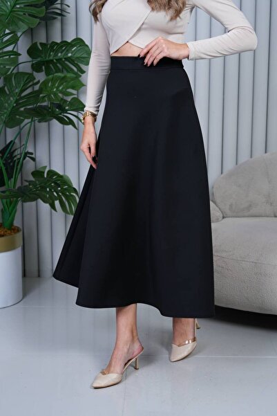 VOICTEC Fusta evazată din Lycra cu talie elastică Puff Scuba