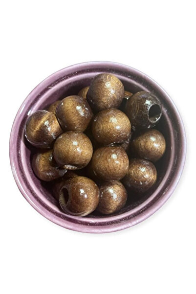 Artdeco 22 mm Brown Wooden Beads (50 Gr, Average 13 Pieces) Wide Hole Diameter 8 mm Macrame Bag