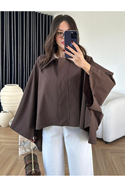 My Blog Brown Cape Style Trench Coat - 7603