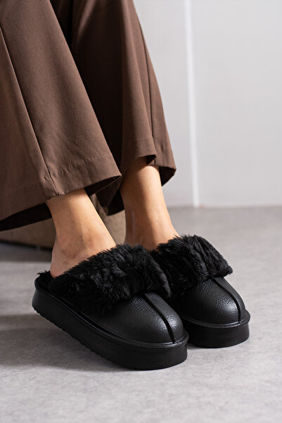 birrbazaar Kadın Kışlık Çıkarıp Yıkanabilir Peluş Sıcak Tutan Kürklü Kaymaz Rahat Taban