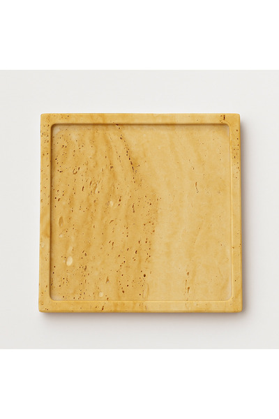 Modelce طبق تقديم مربع من الترافرتين الطبيعي - 17 سم