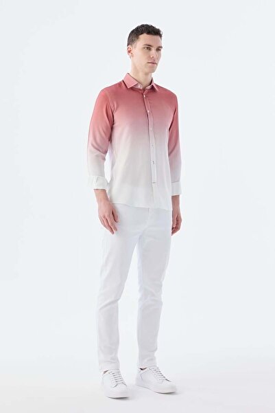 Jakamen Gül Kurusu Comfort Fit Düğmeli Yaka Kolay Ütülenebilir Gömlek