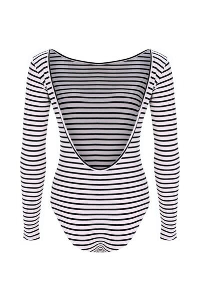 La Sarta Com Long Sleeve Backless Snap Camisole Bodysuit