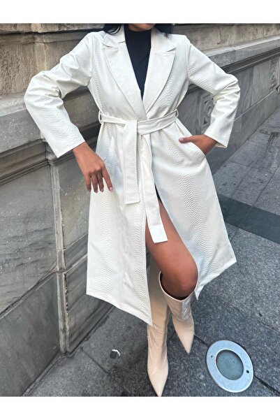 Velista Women's Snake Patterned Steel Trench Coat