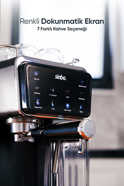 Sinbo 1.5L 20 Bar Professional Espresso Machine with Capsule and Dry Coffee Apparatus Milk Frother - Scm 2996
