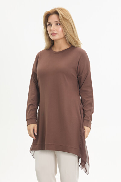 Linvey Yanı Şifonlu Kristal Tunik