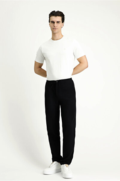 Kiğılı Techno-Line Slim Fit Dar Kesim Beli Lastikli İpli Likralı Klasik Kumaş Pantolon