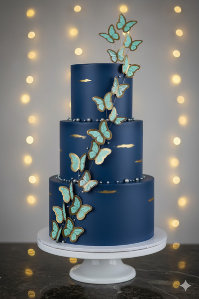 Deniz Party Store Varaklı Yeşil 3 D 21 Li Kelebek Sticker Balon Pasta Süsü