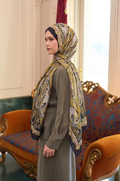 İpekhan Desenli Vual Şal Altuni Vual İpek Şal -  9804-02