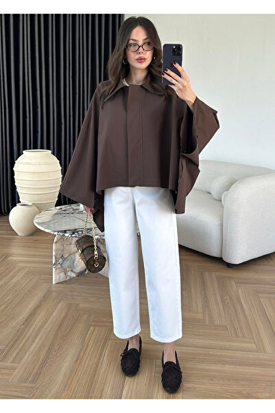 My Blog Brown Cape Style Trench Coat - 7603