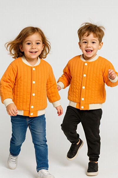 Motebarn Wear Unisex Kapitone Cıtcıtlık Ceket Turuncu