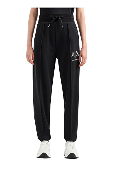 Armani Exchange Siyah Kadın Yüksel Bel Standart Kalıp Baskılı Eşofman Altı 3DYP75