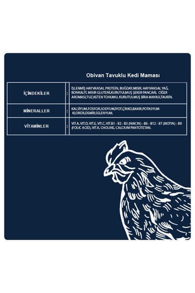 obivan Adult Cat Tavuklu Kedi Maması 10 kg