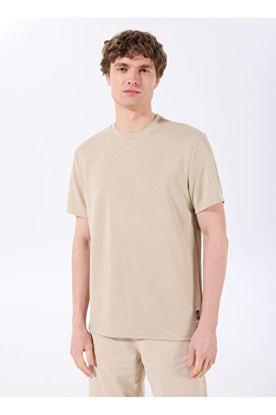 Discovery Expedition Bej Erkek Bisiklet Yaka Loose Fit T-Shirt D4SM-TST3277