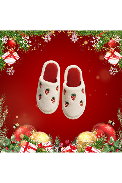 Deniz Terlik Новорічні жіночі домашні тапочки з полуничним принтом, м'яка підошва, безшумні
