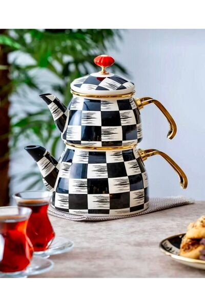 Santara Acar Qualita King Dama Decor Enamel Teapot Set
