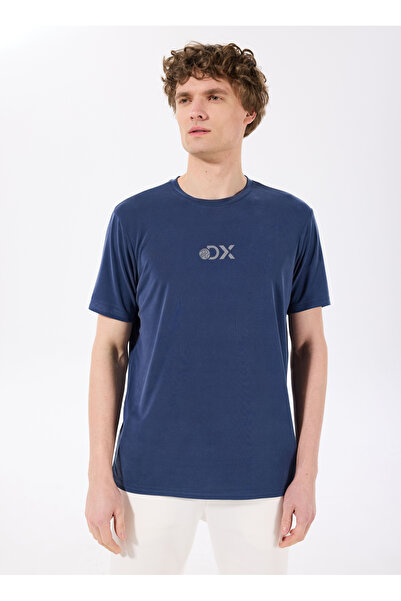 Discovery Expedition İndigo Erkek Bisiklet Yaka Relaxed Baskılı T-Shirt D4SM-...