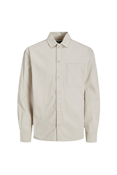 Jack & Jones Relaxed Krem Erkek Gömlek JCOCOLLECTIVE ZAC OVERSHIRT LS SN