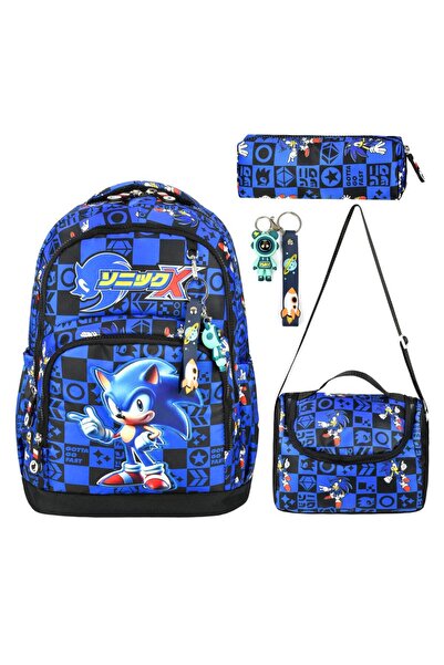 ATHLETIC Okul Çantası Erkek Okul Çantası 3lü Set Okul Çantası Sonic Desenli Lüx Okul Çantası Termal Beslenme