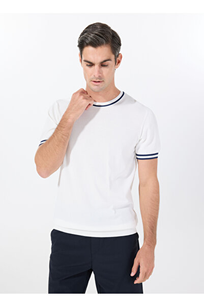 Fabrika Kırık Beyaz Erkek Bisiklet Yaka Basic Kazak F4SM-KZK 0744