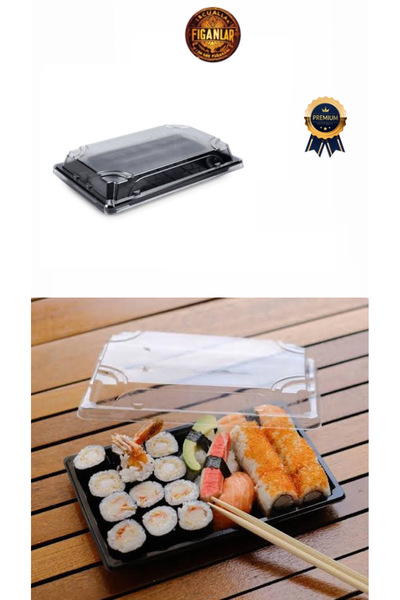 figanlar ambalaj Küçük Boy 16x9 cm  Suşi ve Lokum kabı kapaklı   plastik lokum kutusu 100 adet