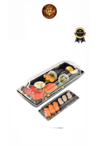 figanlar ambalaj Küçük Boy 16x9 cm  Suşi ve Lokum kabı kapaklı   plastik lokum kutusu 100 adet