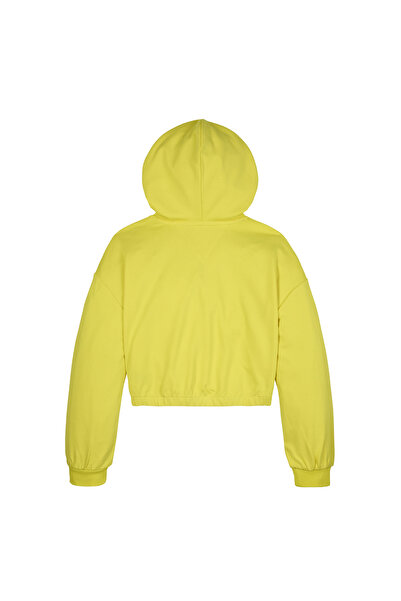 Tommy Hilfiger Düz Kız Çocuk Sarı Sweatshırt CREST LOGO HOODIE