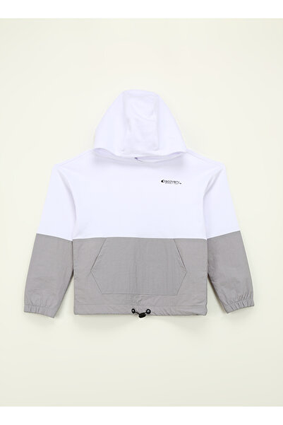 Discovery Expedition Blok Desenli Kadın Beyaz Sweatshırt D4SG-SWT3086