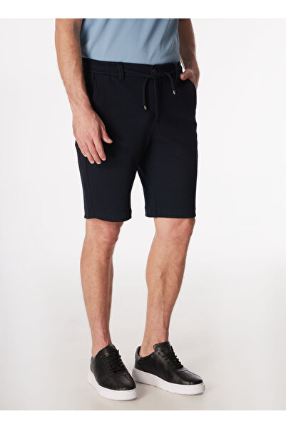 Fabrika Bağlamalı Bel Basic Lacivert Erkek Bermuda Şort F4SM-SHT-0757